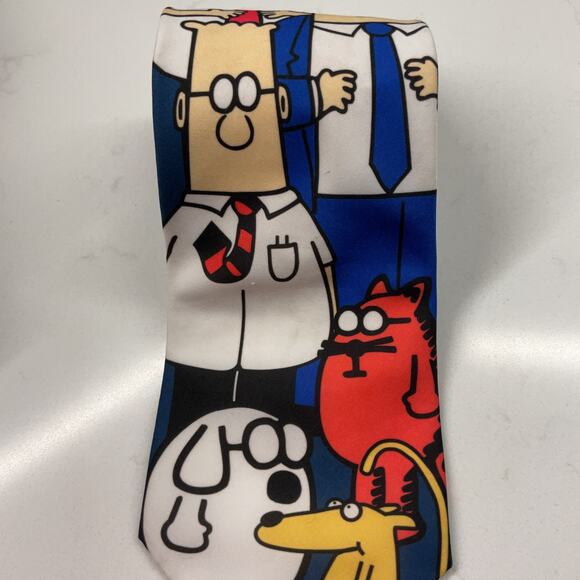 Dilbert & Gang Comic Strip Soft Wear Blue Mens Neck Tie 100% Polyester - Picture 3 of 6